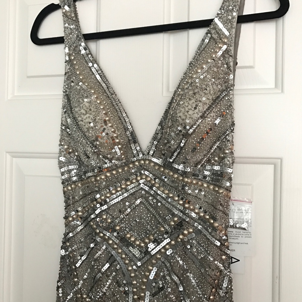 Sequined Art Deco Gatsby style Low Back Gown Scala Prom dress